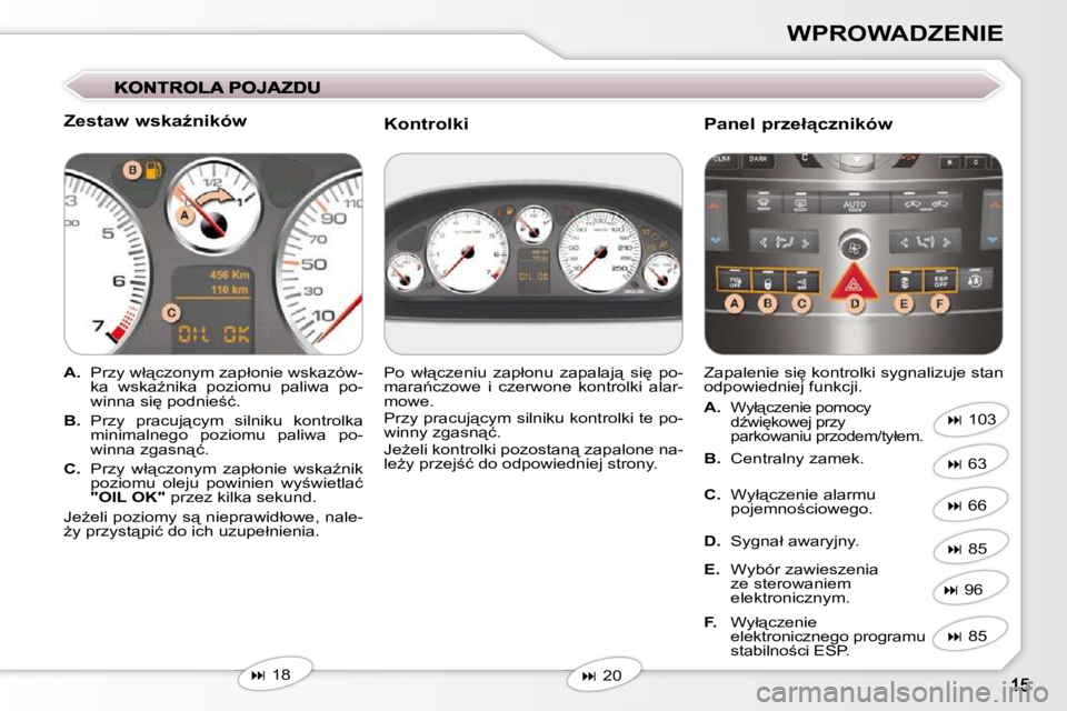 Peugeot 407 2009  Instrukcja Obsługi (in Polish) WPROWADZENIE
� � �Z�e�s�t�a�w� �w�s�k�aE�n�i�k�ó�w�  
   
A. � �  �P�r�z�y� �w�ł"�c�z�o�n�y�m� �z�a�p�ł�o�n�i�e� �w�s�k�a�z�ó�w�-
�k�a�  �w�s�k�aE�n�i�k�a�  �p�o�z�i�o�m�u�  �p�a�l�i�w�a�  
