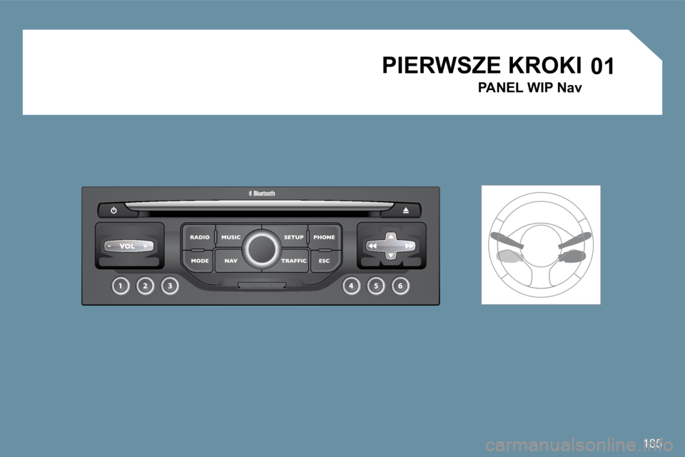 Peugeot 407 2009  Instrukcja Obsługi (in Polish) 185
�0�1 PIERWSZE KROKI 
  PANEL WIP Nav      
