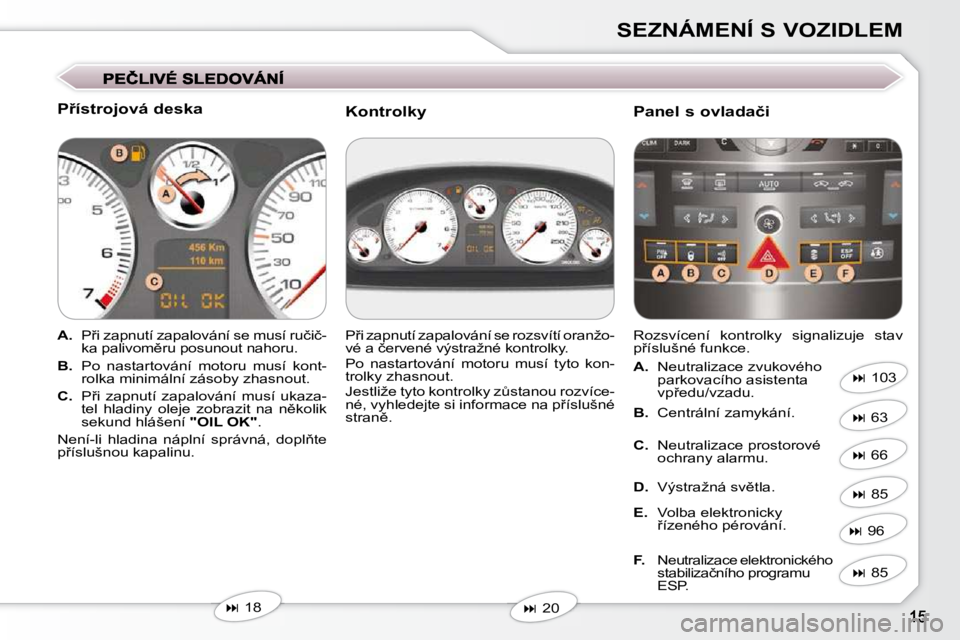 Peugeot 407 2009  Návod k obsluze (in Czech) SEZNÁMENÍ S VOZIDLEM
� � �P9�í�s�t�r�o�j�o�v�á� �d�e�s�k�a�  
   
A. � �  �P9�i� �z�a�p�n�u�t�í� �z�a�p�a�l�o�v�á�n�í� �s�e� �m�u�s�í� �r�u�č�i�č�-
�k�a� �p�a�l�i�v�o�m)�r�u� �p�o�s�u�n�o
