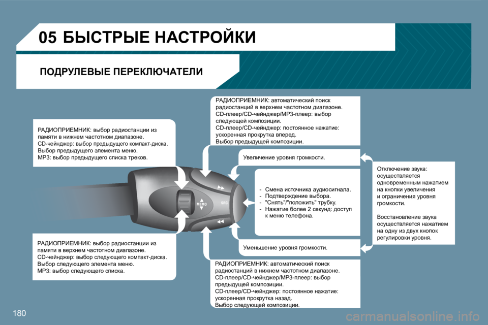 Peugeot 407 2008  Инструкция по эксплуатации (in Russian) �0�5
�1�8�0
� gW>_efg_?cd_a�:� yuxhj� jw^bhklwÖpbb� ba� iwfylb� y� y_joÖ_f� qwklhlÖhf� ^bwiwahÖ_�.� �C�D�-q_cÖ^`_j�:� yu