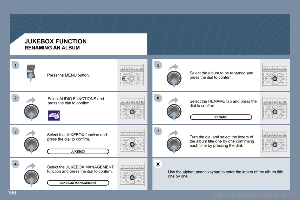 Peugeot 407 2007  Owners Manual �6�6
�7�7
�5�5
�2�2
�3�3
�4�4
�1�1
�1�6�0
�J�U�K�E�B�O�X
�R�E�N�A�M�E
�J�U�K�E�B�O�X� �M�A�N�A�G�E�M�E�N�T
�J�U�K�E�B�O�X� �F�U�N�C�T�I�O�N
�R�E�N�A�M�I�N�G� �A�N� �A�L�B�U�M� 
�P�r�e�s�s� �t�h�e� �M�