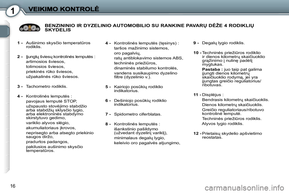 Peugeot 407 2007  Savininko vadovas (in Lithuanian) �1
�1�6
�1� �-�  �A�u�š�i�n�i�m�o� �s�k�y�s�č�i�o� �t�e�m�p�e�r�a�t