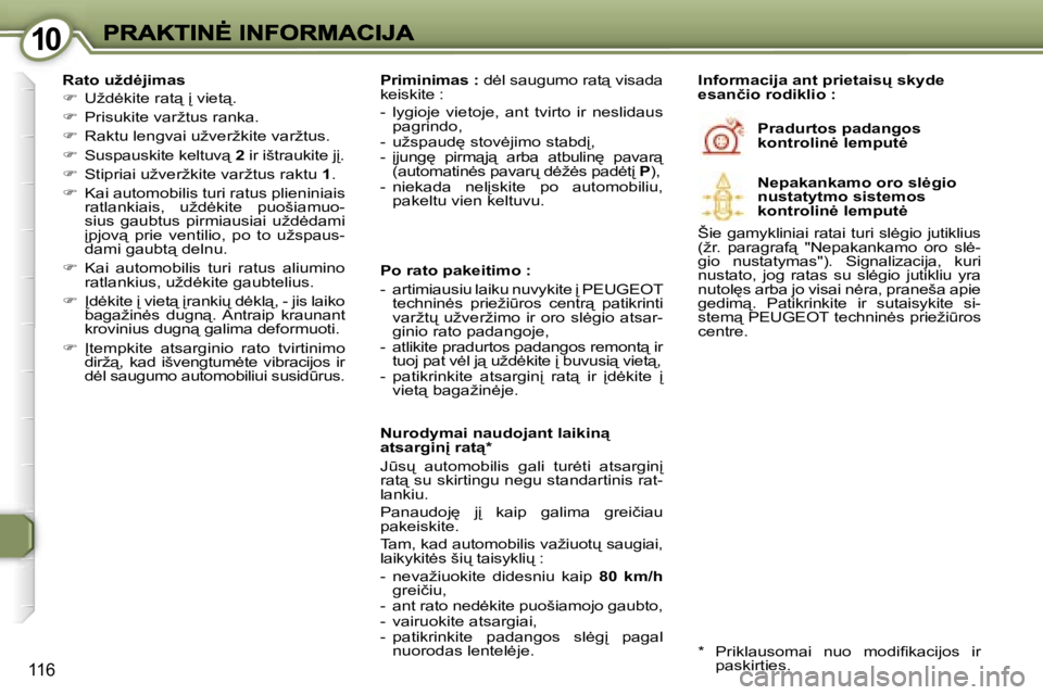 Peugeot 407 2007  Savininko vadovas (in Lithuanian) �1�0�1�0
�1�1�6
�R�a�t�o� �u�ž�d