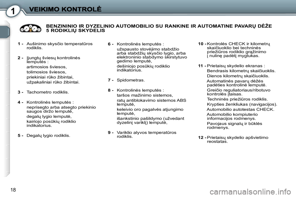 Peugeot 407 2007  Savininko vadovas (in Lithuanian) �1
�1�8
�1� �-�  �A�u�š�i�n�i�m�o� �s�k�y�s�č�i�o� �t�e�m�p�e�r�a�t