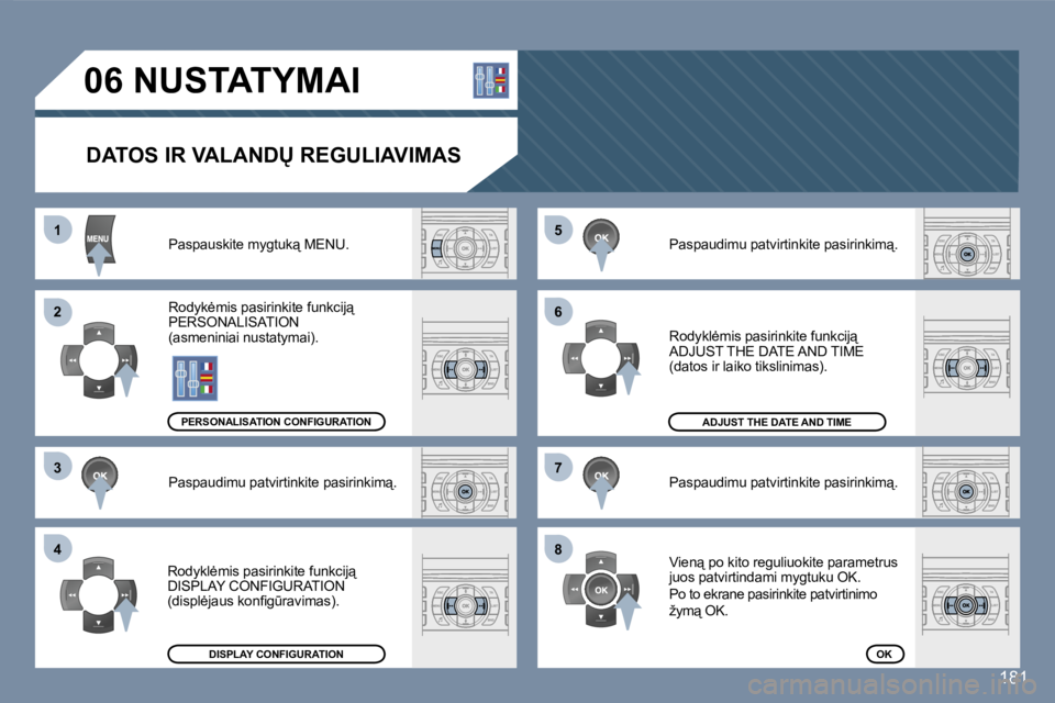 Peugeot 407 2007  Savininko vadovas (in Lithuanian) �5�5
�6�6
�7�7
�8�8
�1�1
�2�2
�3�3
�4�4
�1�8�1
�0�6� �N�U�S�T�A�T�Y�M�A�I
�D�A�T�O�S� �I�R� �V�A�L�A�N�D