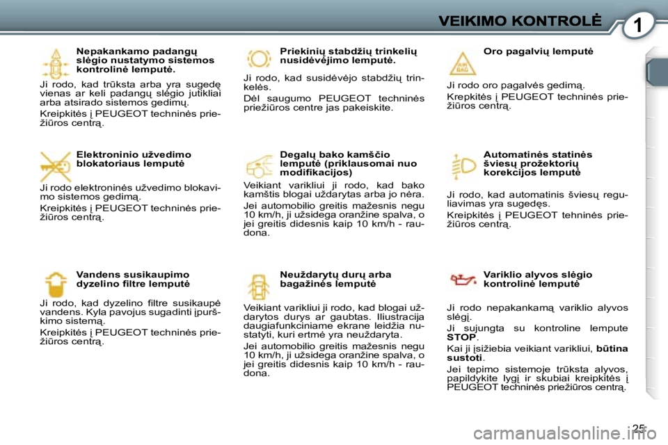 Peugeot 407 2007  Savininko vadovas (in Lithuanian) �1
�2�5
�N�e�p�a�k�a�n�k�a�m�o� �p�a�d�a�n�g