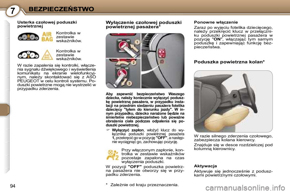 Peugeot 407 2007  Instrukcja Obsługi (in Polish) �7
�9�4
�W�y�ł"�c�z�e�n�i�e� �c�z�o�ł�o�w�e�j� �p�o�d�u�s�z�k�i� �p�o�w�i�e�t�r�z�n�e�j� �p�a�s�aG�e�r�a�*�P�o�n�o�w�n�e� �w�ł"�c�z�e�n�i�e
�Z�a�r�a�z� �p�o� �w�y�j
�c�i�u� �f�o�t�e�l�i