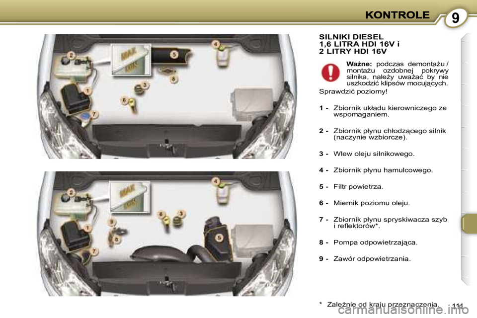 Peugeot 407 2007  Instrukcja Obsługi (in Polish) �9
�1�1�1
�S�I�L�N�I�K�I� �D�I�E�S�E�L� �1�,�6� �L�I�T�R�A� �H�D�I� �1�6�V� �i�  
�2� �L�I�T�R�Y� �H�D�I� �1�6�V
�*�  �Z�a�l�eG�n�i�e� �o�d� �k�r�a�j�u� �p�r�z�e�z�n�a�c�z�e�n�i�a�.
�W�aG�n�e�:� �p�