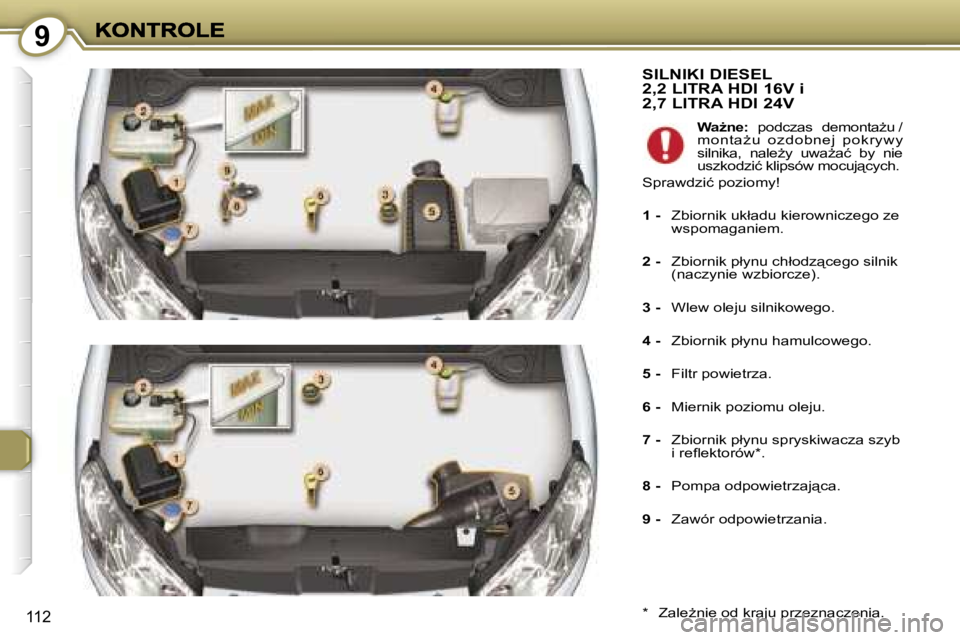 Peugeot 407 2007  Instrukcja Obsługi (in Polish) �9
�1�1�2
�S�I�L�N�I�K�I� �D�I�E�S�E�L� �2�,�2� �L�I�T�R�A� �H�D�I� �1�6�V� �i�  
�2�,�7� �L�I�T�R�A� �H�D�I� �2�4�V
�*�  �Z�a�l�eG�n�i�e� �o�d� �k�r�a�j�u� �p�r�z�e�z�n�a�c�z�e�n�i�a�.
�W�aG�n�e�:�