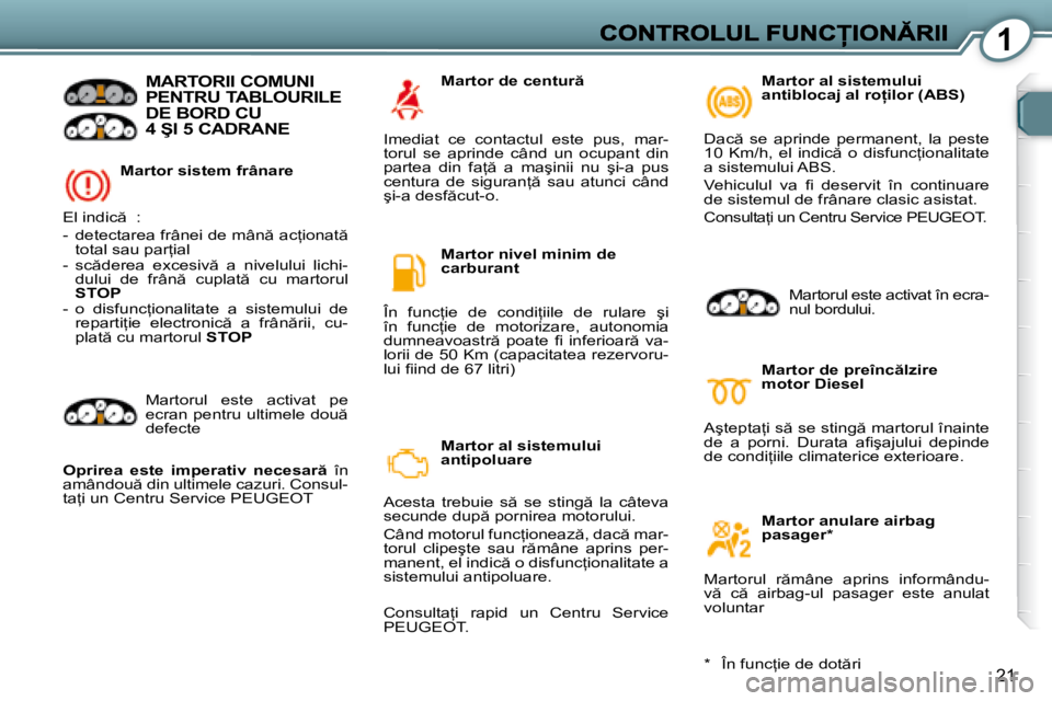 Peugeot 407 2007  Manualul de utilizare (in Romanian) 1
21
�M�a�r�t�o�r� �s�i�s�t�e�m� �f�r�â�n�a�r�e
�M�A�R�T�O�R�I�I� �C�O�M�U�N�I�  
�P�E�N�T�R�U� �T�A�B�L�O�U�R�I�L�E� 
�D�E� �B�O�R�D� �C�U� 
�4� �Ş�I� �5� �C�A�D�R�A�N�E
�E�l� �i�n�d�i�c � � �:
�-
