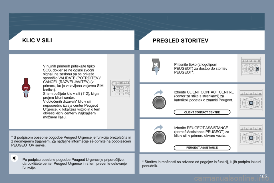 Peugeot 407 2007  Priročnik za lastnika (in Slovenian) �1�6�5
�K�L�I�C� �V� �S�I�L�I
�*� �S� �p�o�d�p�i�s�o�m� �p�o�s�e�b�n�e� �p�o�g�o�d�b�e� �P�e�u�g�e�o�t� �U�r�g�e�n�c�e� �j�e� �f�u�n�k�c�i�j�a� �b�r�e�z�p�l�a�č�n�a� �i�n� �z� �n�e�o�m�e�j�e�n�i�m� �