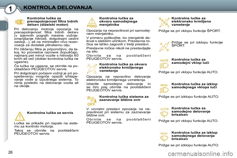 Peugeot 407 2007  Priročnik za lastnika (in Slovenian) �1
�2�6
�K�o�n�t�r�o�l�n�e� �l�u�č�k�e� �z�a� �e�l�e�k�t�r�o�n�s�k�o� �k�r�m�i�l�j�e�n�o� �v�z�m�e�t�e�n�j�e
�P�r�i�ž�g�e� �s�e� �p�r�i� �v�k�l�o�p�u� �f�u�n�k�c�i�j�e� �Š�P�O�R�T�.
�K�o�n�t�r�o�l�