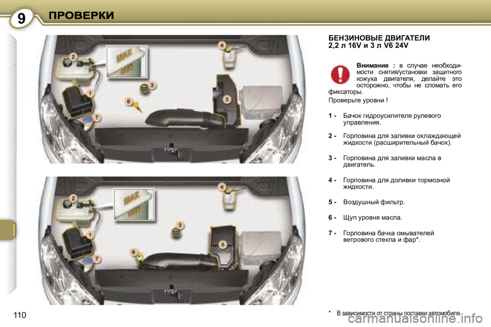 Peugeot 407 2007  Инструкция по эксплуатации (in Russian) �9
�1�1�0
X?dABdeYr?� >YBZWi?bB�  
�2�,�2� e� �1�6�V� b� �3� e� �V�6� �2�4�V
�*�  Y� awybkbfhklb� hl� kljwÖu� ihklwydb� wylhfhxbey�.
YÖ