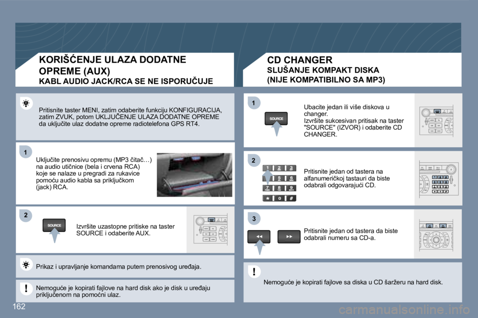 Peugeot 407 2007  Упутство за употребу (in Serbian) �1�1
�2�2
�1�1
�3�3
�2�2
�1�6�2
�P�r�i�t�i�s�n�i�t�e� �t�a�s�t�e�r� �M�E�N�I�,� �z�a�t�i�m� �o�d�a�b�e�r�i�t�e� �f�u�n�k�c�i�j�u� �K�O�N�F�I�G�U�R�A�C�I�J�A�,� �z�a�t�i�m� �Z�V�U�K�,� �p�o�t�o�m� �U�K