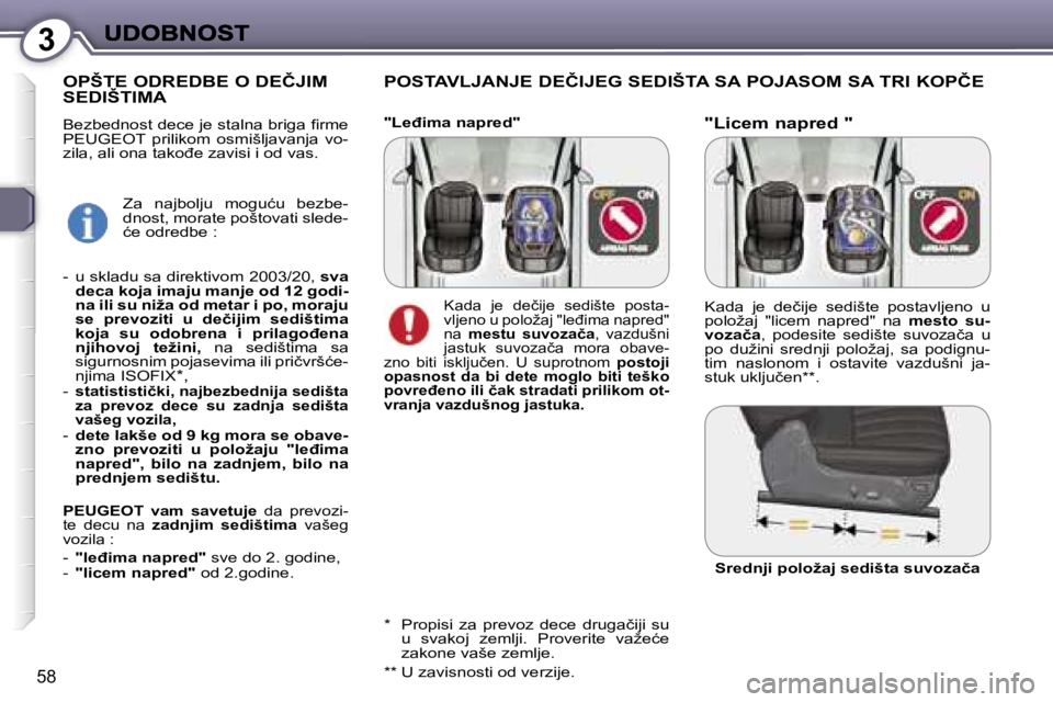 Peugeot 407 2007  Упутство за употребу (in Serbian) �3
�5�8
�"�L�i�c�e�m� �n�a�p�r�e�d� �"
�P�O�S�T�A�V�L�J�A�N�J�E� �D�E�Č�I�J�E�G� �S�E�D�I�Š�T�A� �S�A� �P�O�J�A�S�O�M� �S�A� �T�R�I� �K�O�P�Č�E� 
�O�P�Š�T�E� �O�D�R�E�D�B�E� �O� �D�E�Č�J�