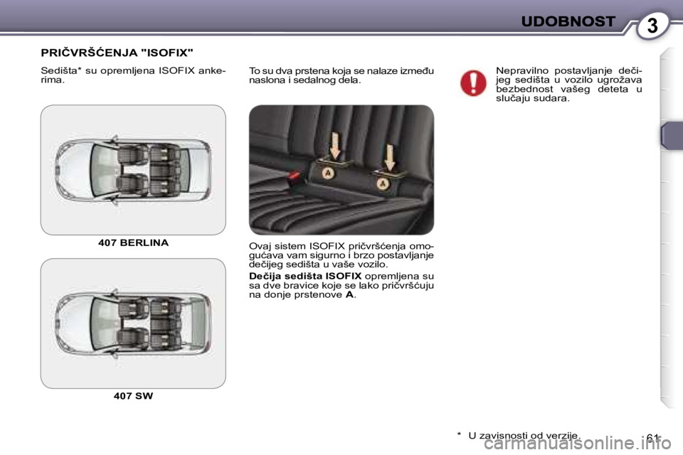 Peugeot 407 2007  Упутство за употребу (in Serbian) �3
�6�1
�T�o� �s�u� �d�v�a� �p�r�s�t�e�n�a� �k�o�j�a� �s�e� �n�a�l�a�z�e� �i�z�m�e�đ�u� �n�a�s�l�o�n�a� �i� �s�e�d�a�l�n�o�g� �d�e�l�a�.
�P�R�I�Č�V�R�Š�Ć�E�N�J�A� �"�I�S�O�F�I�X�"
�S�e�d�i
