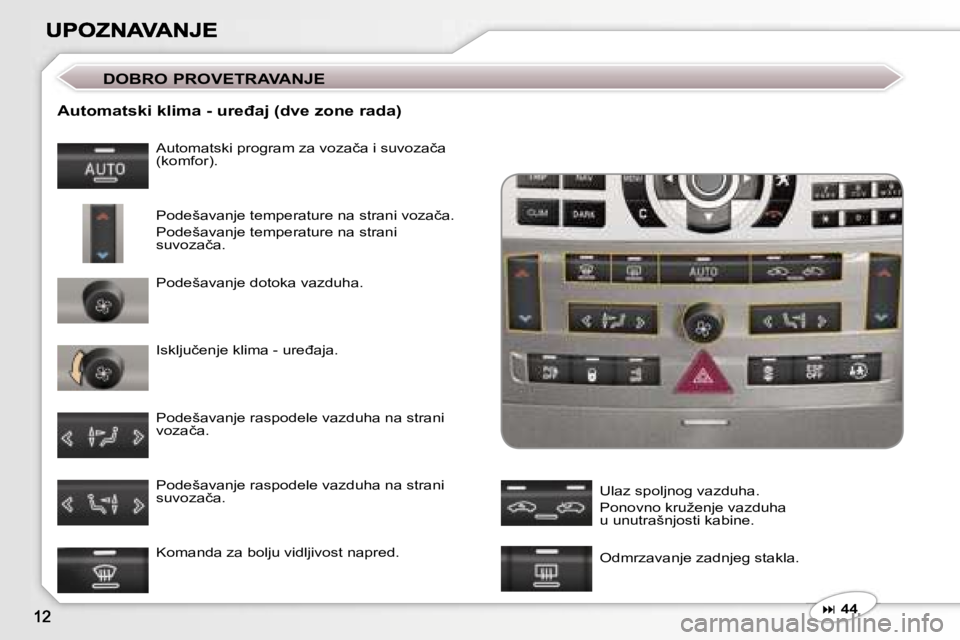 Peugeot 407 2007  Упутство за употребу (in Serbian) �A�u�t�o�m�a�t�s�k�i� �k�l�i�m�a� �-� �u�r�e�đ�a�j� �(�d�v�e� �z�o�n�e� �r�a�d�a�)
�A�u�t�o�m�a�t�s�k�i� �p�r�o�g�r�a�m� �z�a� �v�o�z�a�č�a� �i� �s�u�v�o�z�a�č�a� �(�k�o�m�f�o�r�)�.
�P�o�d�e�š�a�v