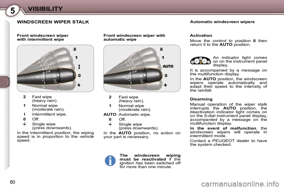 Peugeot 407 2006 Manual Online �5�V�I�S�I�B�I�L�I�T�Y
�8�0
�W�I�N�D�S�C�R�E�E�N� �W�I�P�E�R� �S�T�A�L�K
�F�r�o�n�t� �w�i�n�d�s�c�r�e�e�n� �w�i�p�e�r�  
�w�i�t�h� �i�n�t�e�r�m�i�t�t�e�n�t� �w�i�p�e� �F�r�o�n�t� �w�i�n�d�s�c�r�e�e�n�