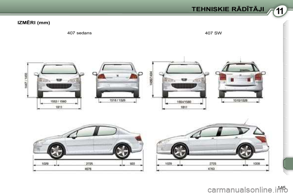 Peugeot 407 2006  Īpašnieka rokasgrāmata (in Latvian) �1�1�T�E�H�N�I�S�K�I�E� �R
