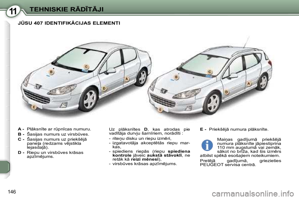 Peugeot 407 2006  Īpašnieka rokasgrāmata (in Latvian) �1�1�T�E�H�N�I�S�K�I�E� �R