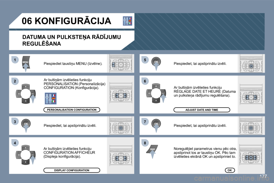 Peugeot 407 2006  Īpašnieka rokasgrāmata (in Latvian) �5 
�6 
�7 
�8�1 
�2 
�3 
�4
�1�7�7
�0�6� �K�O�N�F�I�G�U�R