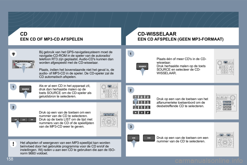 Peugeot 407 2006  Handleiding (in Dutch) �1 
�2�1 
�2
�3
�1�5�8
�C�D
�E�E�N� �C�D� �O�F� �M�P�3�-�C�D� �A�F�S�P�E�L�E�N� 
�C�D�-�W�I�S�S�E�L�A�A�R
�E�E�N� �C�D� �A�F�S�P�E�L�E�N� �(�G�E�E�N� �M�P�3�-�F�O�R�M�A�A�T�)� 
�B�i�j� �g�e�b�r�u�i�k�