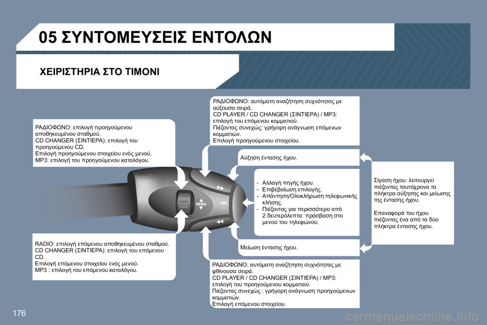Peugeot 407 2006  Εγχειρίδιο χρήσης (in Greek) �1�7�6
�R�A�D�I�O�:� M