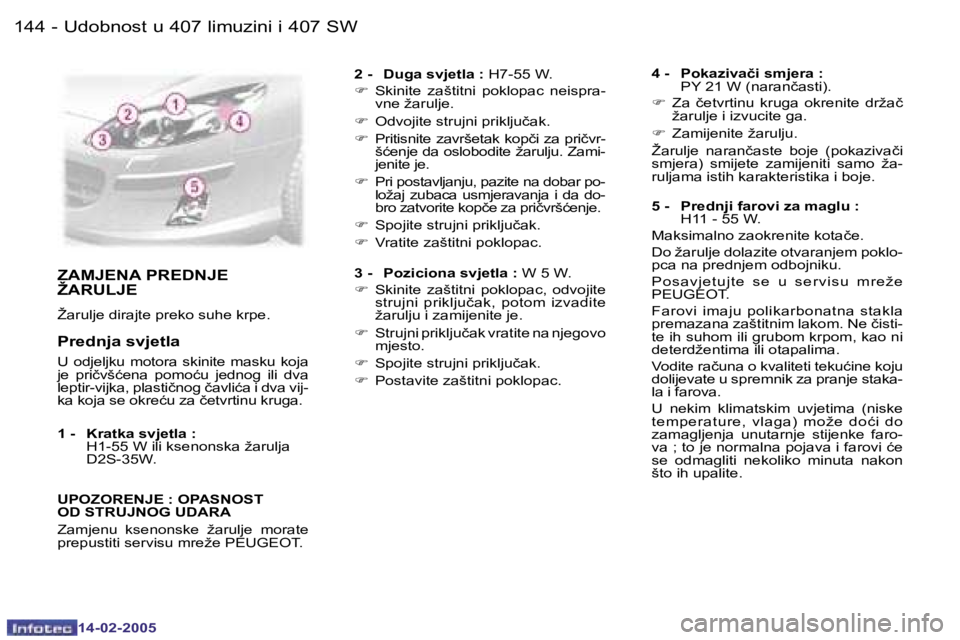 Peugeot 407 2005  Vodič za korisnike (in Croatian) �U�d�o�b�n�o�s�t� �u� �4�0�7� �l�i�m�u�z�i�n�i� �i� �4�0�7� �S�W�1�4�4 �-
�1�4�-�0�2�-�2�0�0�5
�1�4�5�U�d�o�b�n�o�s�t� �u� �4�0�7� �l�i�m�u�z�i�n�i� �i� �4�0�7� �S�W�-
�1�4�-�0�2�-�2�0�0�5
�Z�A�M�J�E�