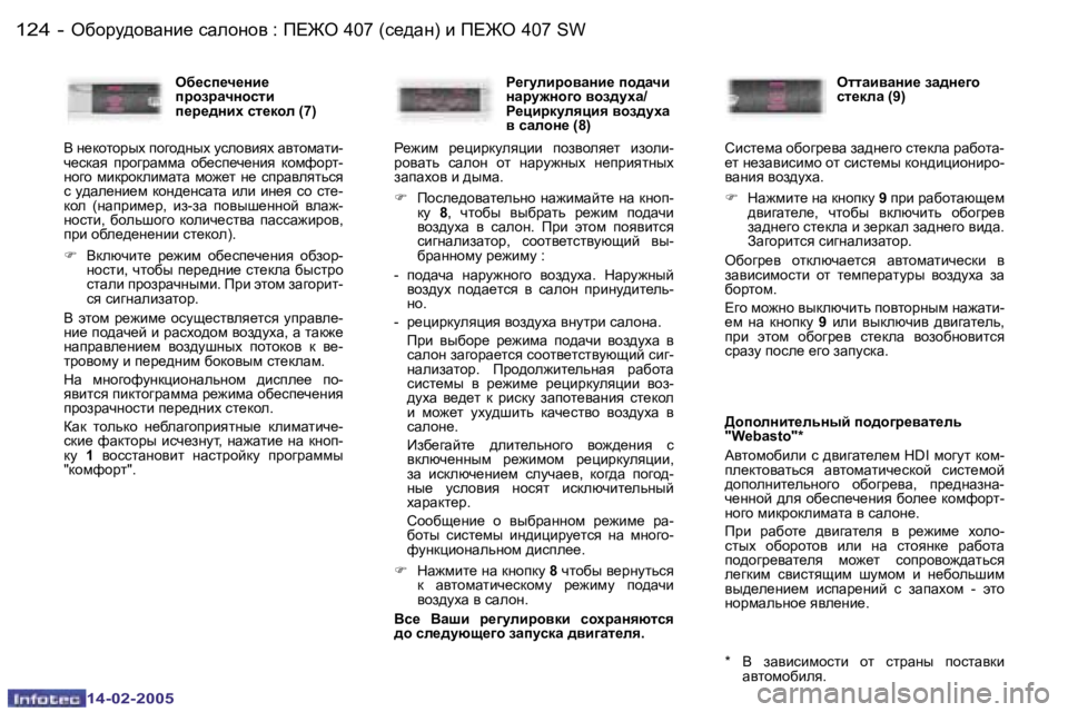 Peugeot 407 2005  Инструкция по эксплуатации (in Russian) �1�2�4 �-
�1�4�-�0�2�-�2�0�0�5
�1�2�5
�-
�1�4�-�0�2�-�2�0�0�5
e[_ki_q_gb_�  
ijhajwqghklb� 
i_j_^gbo� kl_dhe� �(�7�)
<� g_dhlhjuo� ih]h^guo� mk