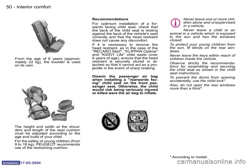 Peugeot 407 2004 Workshop Manual �5�0 �-
�1�7�-�0�5�-�2�0�0�4
�5�1
�-
�1�7�-�0�5�-�2�0�0�4
�F�r�o�m�  �t�h�e�  �a�g�e�  �o�f�  �6�  �y�e�a�r�s�  �(�a�p�p�r�o�x�i�- 
�m�a�t�e�l�y�  �2�2�  �k�g�)�,�  �t�h�e�  �b�o�o�s�t�e�r�  �i�s�  �u