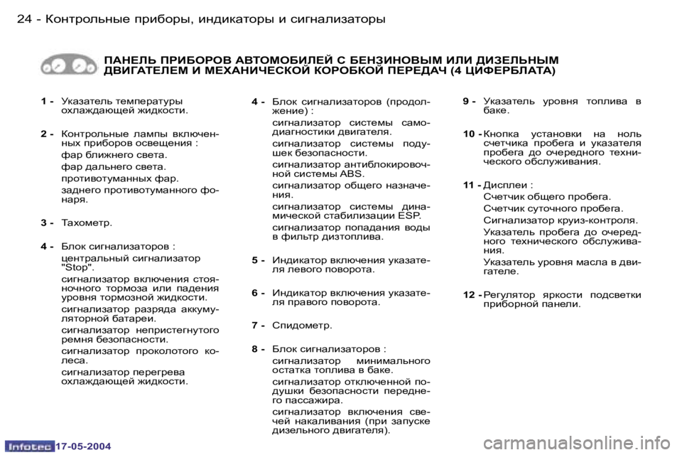 Peugeot 407 2004  Инструкция по эксплуатации (in Russian) �2�4 �-
�1�7�-�0�5�-�2�0�0�4
�2�5
�-
�1�7�-�0�5�-�2�0�0�4
�1� �-
�  Mdwawl_Év� l_fi_jwlmju� 
hoÉw`^wxs_c� `b^dhklb�.
�2� �- �  ahÖljhÉvÖu_�  É