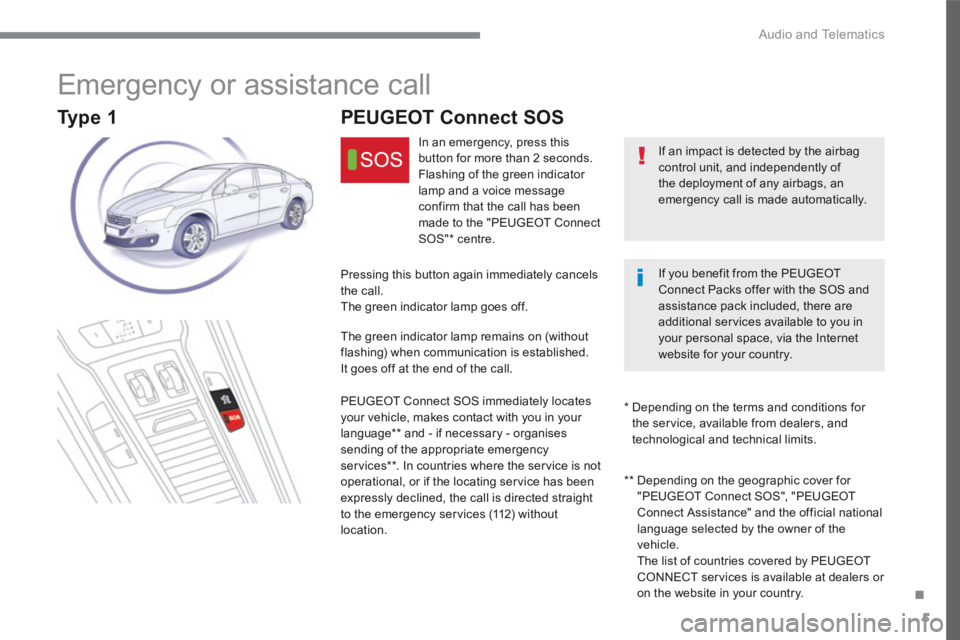 Peugeot 508 2016 Owners Manual .
Audio and Telematics 5
508-additif_en_Chap10a_BTA-2_BTA-3R_ed01-2016
Emergency or assistance call
PEUGEOT Connect SOS
In an emergency, press this button for Peugeot 508 2016 Owners Manual .
Audio and Telematics 5
508-additif_en_Chap10a_BTA-2_BTA-3R_ed01-2016
Emergency or assistance call
PEUGEOT Connect SOS
In an emergency, press this button for