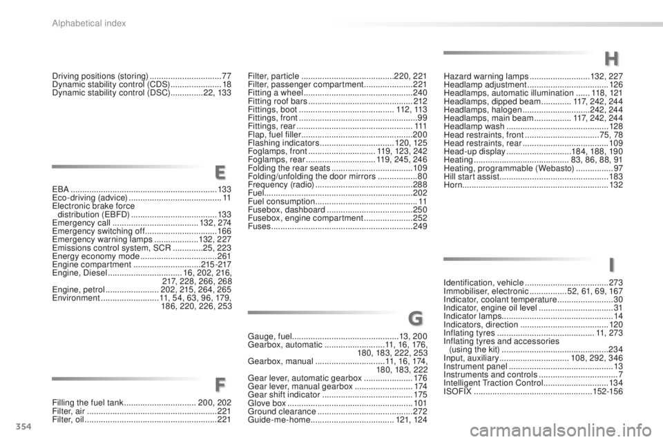 Peugeot 508 2016  Owners Manual - RHD (UK, Australia) 354
gauge, fuel.............................................. 13, 20 0ge
arbox, automatic  ..........................11, 16, 176,  
180, 183, 222, 253
ge

arbox, manual
 
 ............................