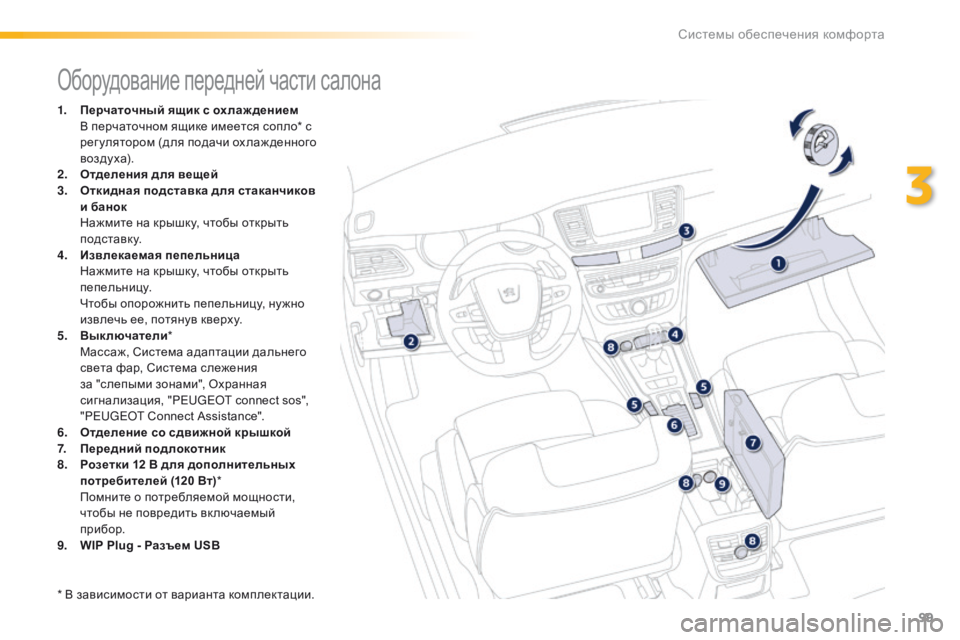 Peugeot 508 2016 Инструкция по эксплуатации (in Russian) 99
508_ru_Chap03_ergonomie-et-confort_ed01-2016
Оборудование передней части салона
1. Перчаточный ящик с охлаж дением В перчаточно Peugeot 508 2016 Инструкция по эксплуатации (in Russian) 99
508_ru_Chap03_ergonomie-et-confort_ed01-2016
Оборудование передней части салона
1. Перчаточный ящик с охлаж дением В перчаточно
