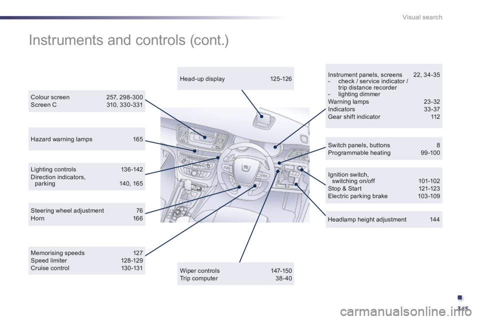 Peugeot 508 2014 Owners Manual - RHD (UK, Australia) .
345
Visual search
Instrument panels, screens 22, 34-35 - check / service indicator / trip distance recorder - lighting dimmer Warning lamps 23-32 Indicators 33 -37 Gear shift Peugeot 508 2014 Owners Manual - RHD (UK, Australia) .
345
Visual search
Instrument panels, screens 22, 34-35 - check / service indicator / trip distance recorder - lighting dimmer Warning lamps 23-32 Indicators 33 -37 Gear shift