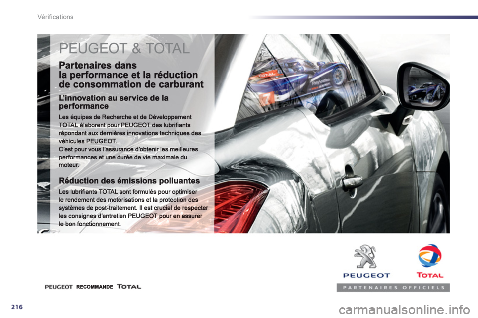 Peugeot 508 2013  Manuel du propriétaire (in French) 216
Vér if ic ations
  PEUGEOT & TOTAL  