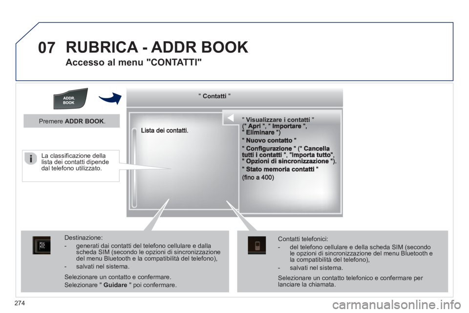 Peugeot 508 2012.5 Manuale del proprietario (in Italian) 274
07 RUBRICA - ADDR BOOK
Accesso al menu "CONTATTI"
""""""""ContattiContattiContattiContattiContattiContattiContattiContattiContattiContattiContattiContattiContattiContattiC t ttiC t tti Peugeot 508 2012.5 Manuale del proprietario (in Italian) 274
07 RUBRICA - ADDR BOOK
Accesso al menu "CONTATTI"
""""""""ContattiContattiContattiContattiContattiContattiContattiContattiContattiContattiContattiContattiContattiContattiC t ttiC t tti