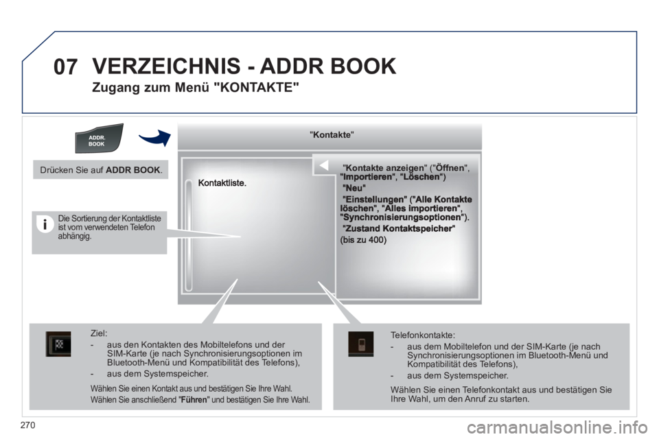 Peugeot 508 2012 Betriebsanleitung (in German) 270
07 VERZEICHNIS - ADDR BOOK
Zugang zum Menü "KONTAKTE"
""""""""KontakteKontakteKontakteKontakteKontakteKontakteKontakteKontakteKontakteKontakteKontakteKontakteKontakteKontakteKtktKtktKtktKt Peugeot 508 2012 Betriebsanleitung (in German) 270
07 VERZEICHNIS - ADDR BOOK
Zugang zum Menü "KONTAKTE"
""""""""KontakteKontakteKontakteKontakteKontakteKontakteKontakteKontakteKontakteKontakteKontakteKontakteKontakteKontakteKtktKtktKtktKt