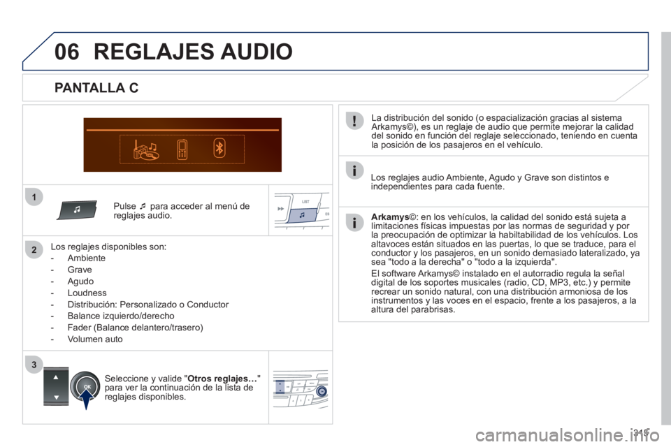 Peugeot 508 2012  Manual del propietario (in Spanish) 315
1
06
2
3
   Pulse  �