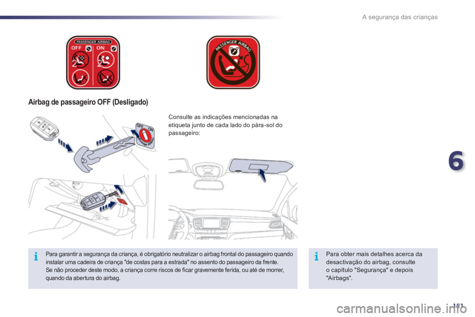 Peugeot 508 2012 Manual do proprietário (in Portuguese) 6
151
ii
A segurança das crianças
Airbag de passageiro OFF (Desligado)
Para obter mais detalhes acerca dadesactivação do airbag, consulteo capítulo "Segurança" e depois "Airbags".
C Peugeot 508 2012 Manual do proprietário (in Portuguese) 6
151
ii
A segurança das crianças
Airbag de passageiro OFF (Desligado)
Para obter mais detalhes acerca dadesactivação do airbag, consulteo capítulo "Segurança" e depois "Airbags".
C
