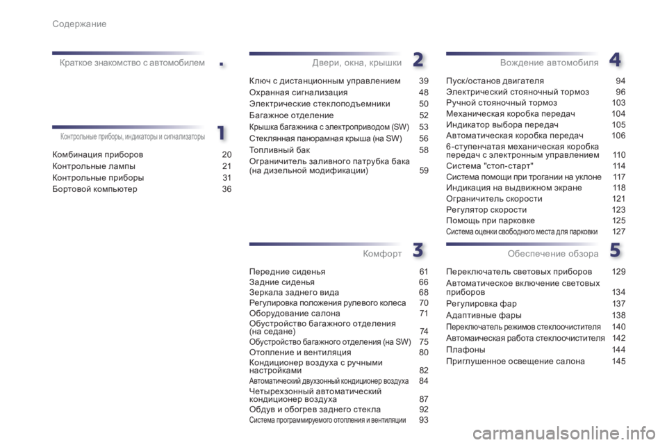 Peugeot 508 2011  Инструкция по эксплуатации (in Russian) .
Содержание
Комбинация приборов 20
Контрольные лампы 21
Контрольные приборы 31
Бортовой компьютер 36
Контрольн�