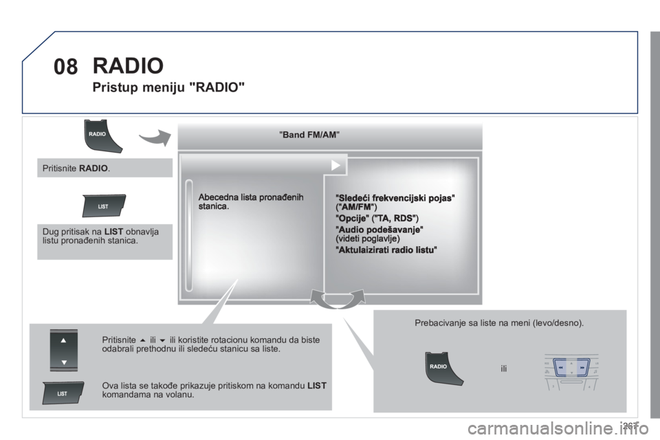 Peugeot 508 2011 Упутство за употребу (in Serbian) 267
08 RADIO
Pristup meniju "RADIO"
""""""""Band FM/AMBand FM/AMBand FM/AMBand FM/AMBand FM/AMBand FM/AMBand FM/AMBand FM/AMBand FM/AMBand FM/AMBand FM/AMBand FM/AMBand FM/AMBand FM/A Peugeot 508 2011 Упутство за употребу (in Serbian) 267
08 RADIO
Pristup meniju "RADIO"
""""""""Band FM/AMBand FM/AMBand FM/AMBand FM/AMBand FM/AMBand FM/AMBand FM/AMBand FM/AMBand FM/AMBand FM/AMBand FM/AMBand FM/AMBand FM/AMBand FM/A