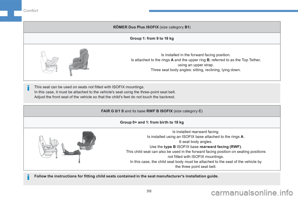 Peugeot 208 2015 - RHD (UK, Australia) Owners Manual 98
208_en_Chap04_confort_ed01-2015
Follow the instructions for fitting child seats contained in the seat manufacturer's installation guide. This seat can be used on seats not fitted with ISOFIX mo Peugeot 208 2015 - RHD (UK, Australia) Owners Manual 98
208_en_Chap04_confort_ed01-2015
Follow the instructions for fitting child seats contained in the seat manufacturer's installation guide. This seat can be used on seats not fitted with ISOFIX mo