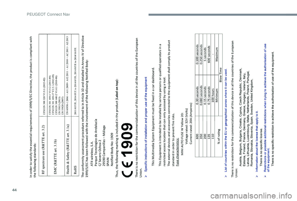 Peugeot 301 2018 Betriebsanleitung (in German) 44
P Peugeot 301 2018 Betriebsanleitung (in German) 44
P