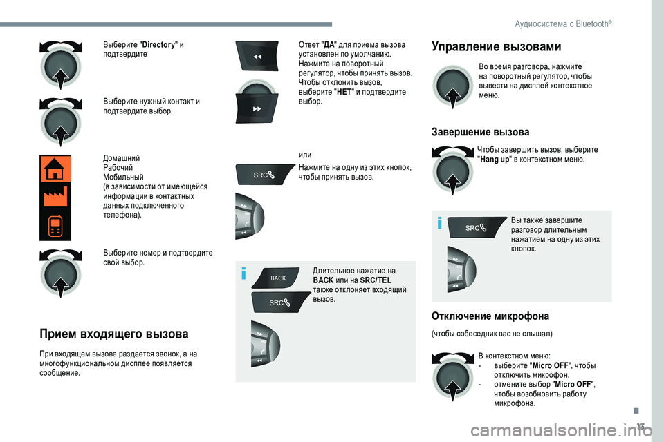 Peugeot 301 2018 Инструкция по эксплуатации (in Russian) 13
BACK
Выберите " Directory" и
подтвердите
Выберите ну жный контакт и
подтвердите выбор.
Домашний
Рабочий
Мобил Peugeot 301 2018 Инструкция по эксплуатации (in Russian) 13
BACK
Выберите " Directory" и
подтвердите
Выберите ну жный контакт и
подтвердите выбор.
Домашний
Рабочий
Мобил