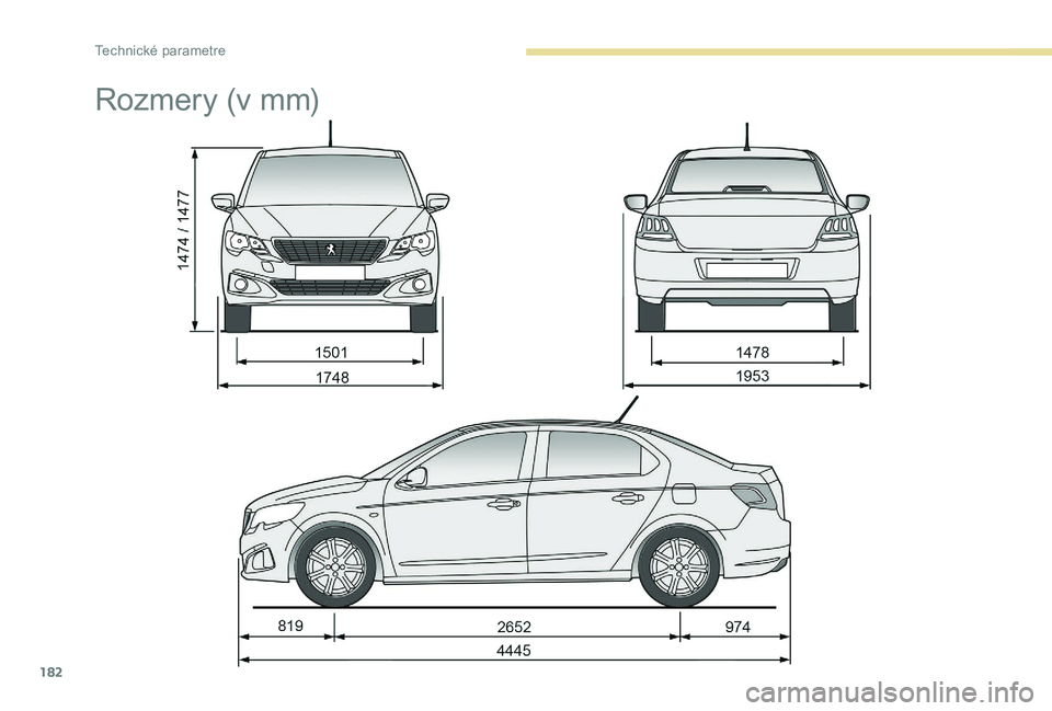 Peugeot 301 2017  Užívateľská príručka (in Slovak) 182
Rozmery (v mm) 
T  