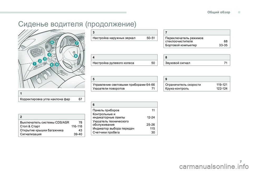 Peugeot 301 2017 Инструкция по эксплуатации (in Russian) 7
Сиденье водителя (продолжение)
1
Корректировка угла нак лона фар
6
7
2
Вык лючатель системы CDS/ASR
7
8
Стоп & Ста Peugeot 301 2017 Инструкция по эксплуатации (in Russian) 7
Сиденье водителя (продолжение)
1
Корректировка угла нак лона фар
6
7
2
Вык лючатель системы CDS/ASR
7
8
Стоп & Ста