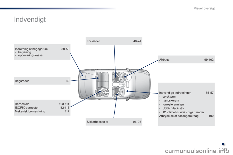 Peugeot 301 2015 Instruktionsbog (in Danish) 225
301_da_Chap13_recherche-visuelle_ed01-2014
Indvendigt
Indretning af bagagerum 58-59
- belysning
-
opbevaringskasse Forsæder
4
0-41
B a r n e s t o l e
1 0 3 -111
I S O F I X - b a r n e Peugeot 301 2015 Instruktionsbog (in Danish) 225
301_da_Chap13_recherche-visuelle_ed01-2014
Indvendigt
Indretning af bagagerum 58-59
- belysning
-
opbevaringskasse Forsæder
4
0-41
B a r n e s t o l e
1 0 3 -111
I S O F I X - b a r n e