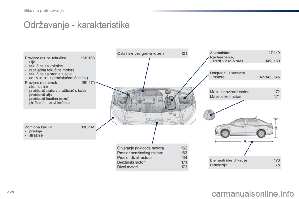 Peugeot 301 2015 Vodič za korisnike (in Croatian) 228
301_hr_Chap13_recherche-visuelle_ed01-2014
Održavanje - karakteristike
Mase, benzinski motori 172
Mase, dizel motori 1 74
Zamjena žarulja
1
36 -141
-
p
rednje
-
s
tražnje Ostali ste be Peugeot 301 2015 Vodič za korisnike (in Croatian) 228
301_hr_Chap13_recherche-visuelle_ed01-2014
Održavanje - karakteristike
Mase, benzinski motori 172
Mase, dizel motori 1 74
Zamjena žarulja
1
36 -141
-
p
rednje
-
s
tražnje Ostali ste be