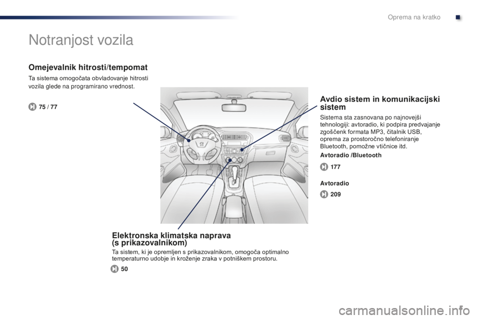 Peugeot 301 2015 Priročnik za lastnika (in Slovenian) 5
17 7
209
50
75 / 77
301_sl_Chap00b_vue-ensemble_ed01-2014
Notranjost vozila
Elektronska klimatska naprava
(s prikazovalnikom)
Ta sistem, ki je opremljen s prikazovalnikom, omogoča optimalno
temp Peugeot 301 2015 Priročnik za lastnika (in Slovenian) 5
17 7
209
50
75 / 77
301_sl_Chap00b_vue-ensemble_ed01-2014
Notranjost vozila
Elektronska klimatska naprava
(s prikazovalnikom)
Ta sistem, ki je opremljen s prikazovalnikom, omogoča optimalno
temp